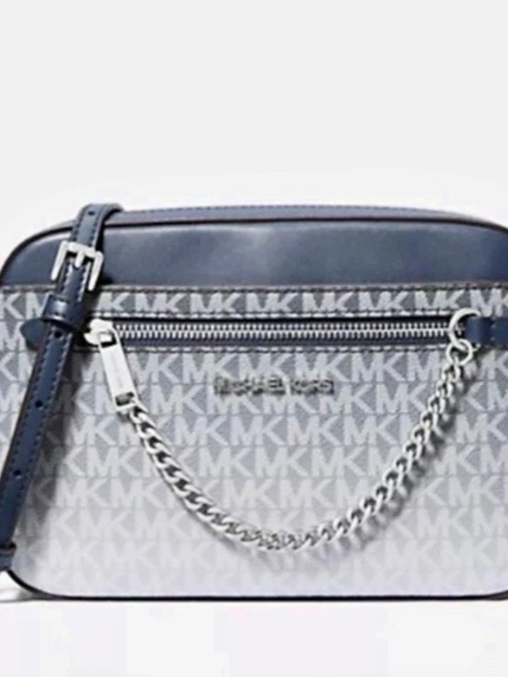 Michael Kors Jet Set Travel Camera Bag Crossbody Bag in Gray & Blue NWT